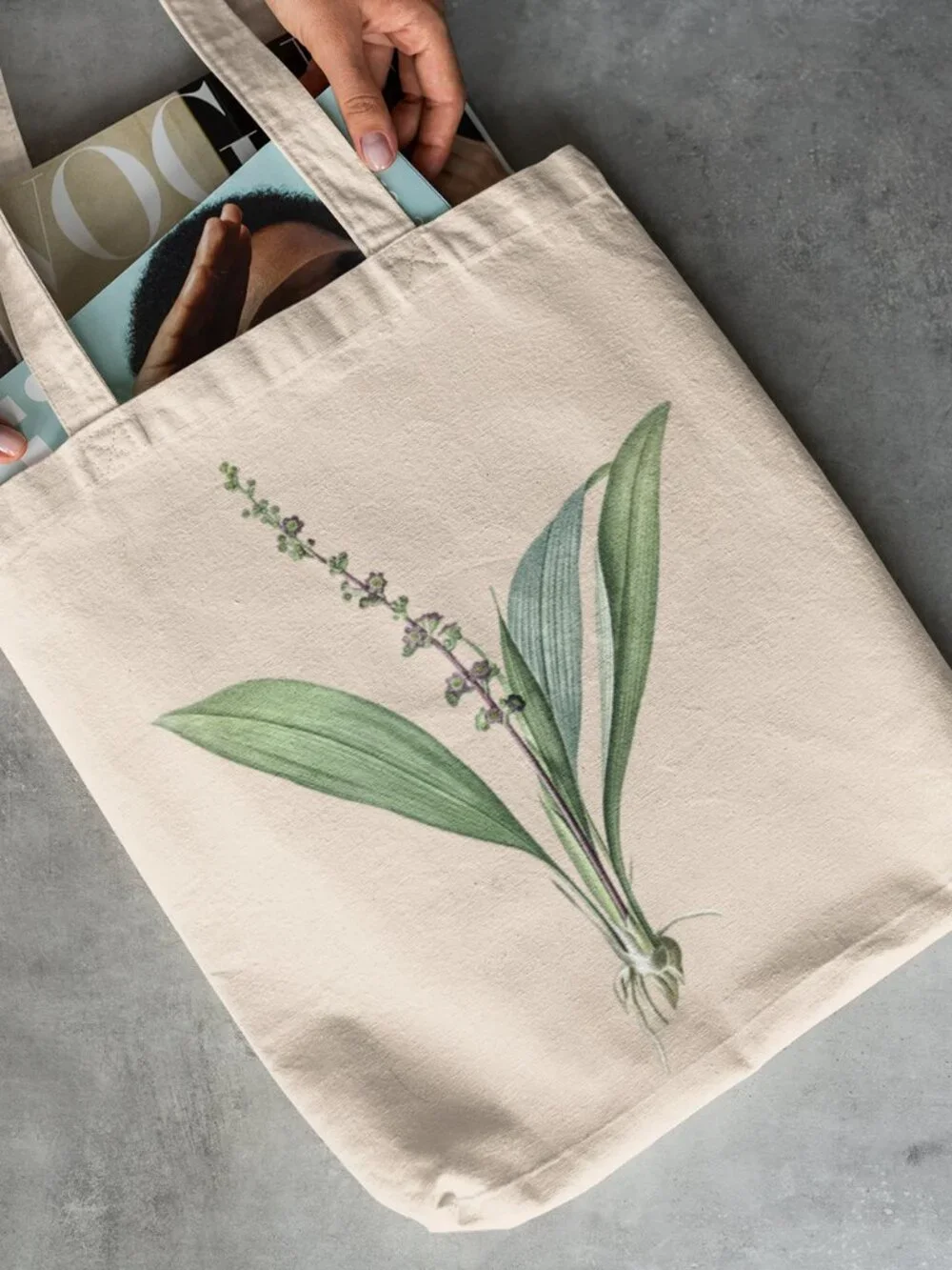 Purple-Flowered Peliosanthes Vintage Floral Print Graphic Canvas Tote Bag